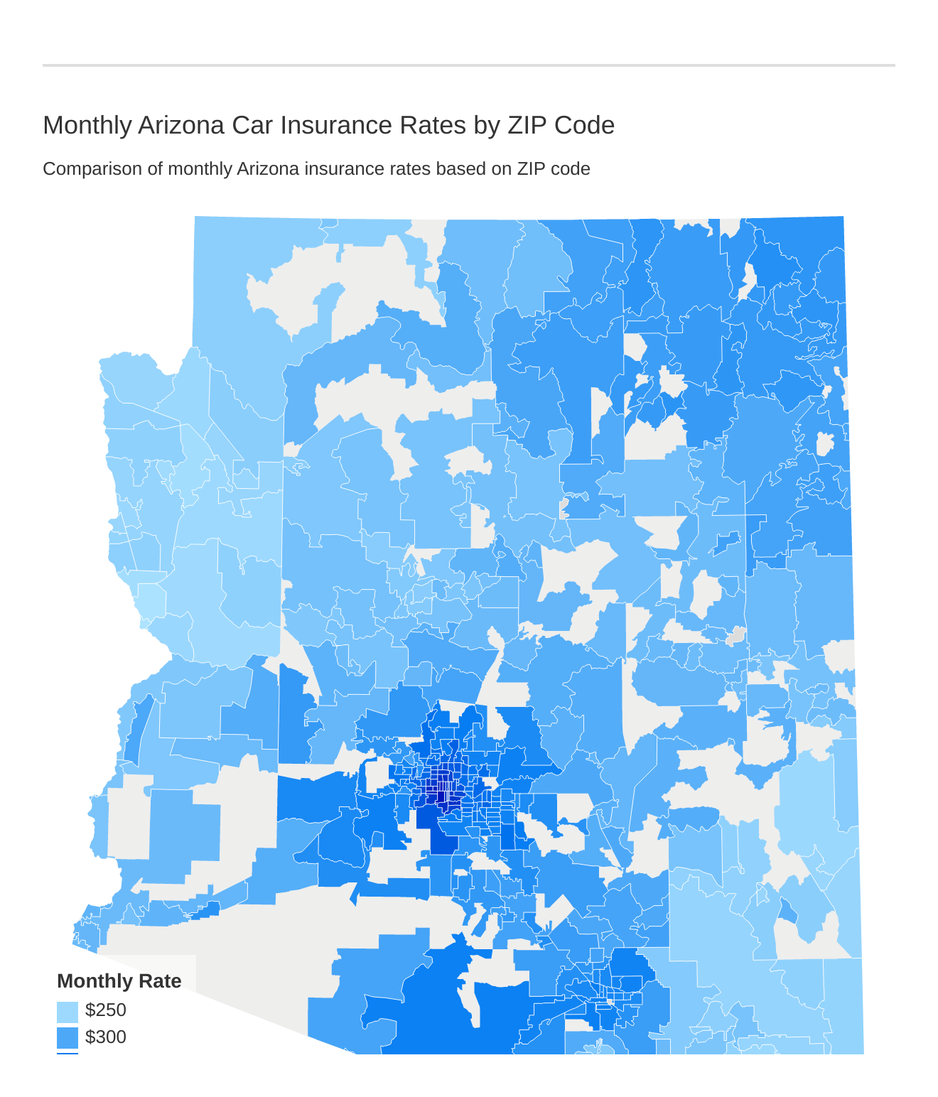 Monthly Arizona Car Insurance Rates by ZIP Code