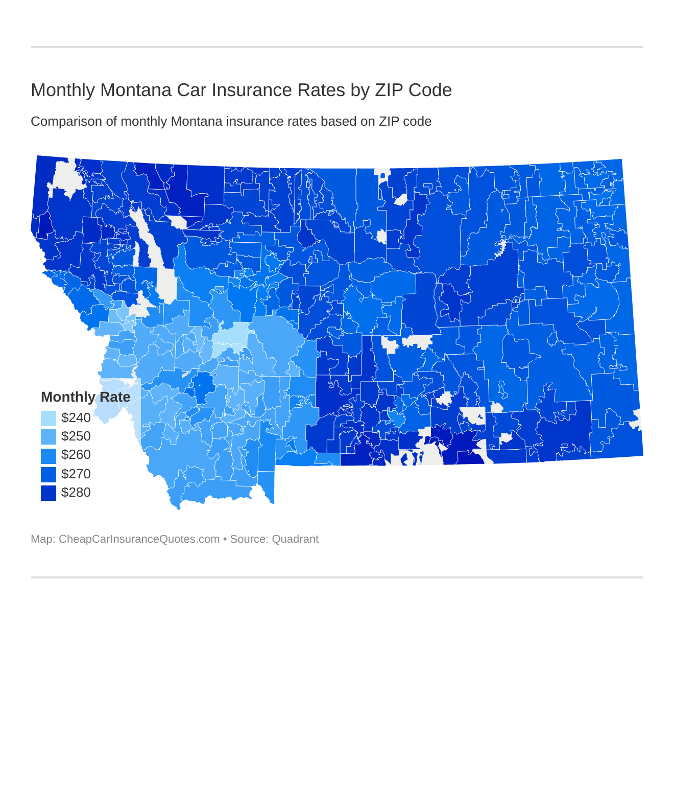 Monthly Montana Car Insurance Rates by ZIP Code